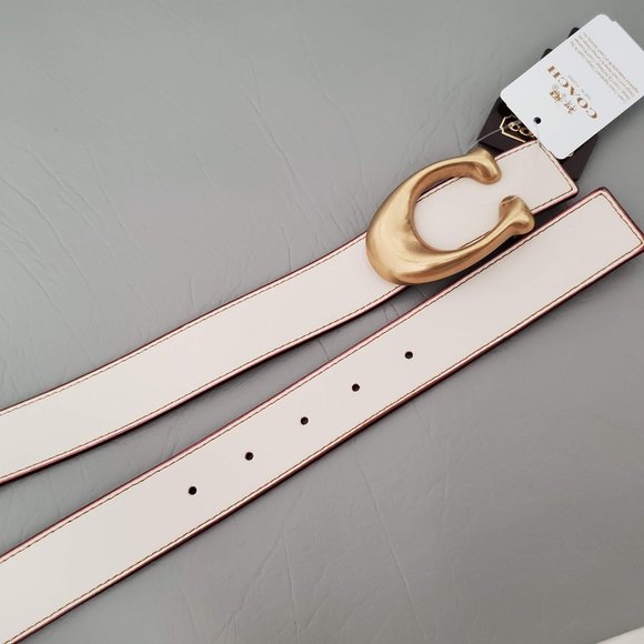 NEW COACH C Buckle logo Reversible leather belt - Picture 4 of 8